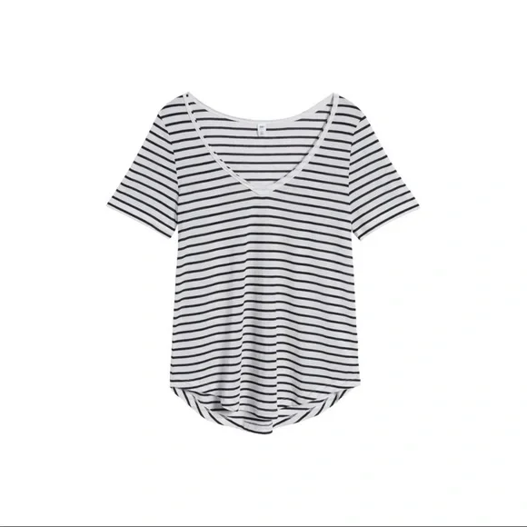 BP Raw Edge V-Neck Tee Black/White Stripe Size Extra Small NWOT - Picture 6 of 6